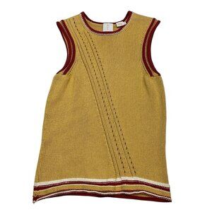 Vintage Y2K Mag Sweater Vest Womens M Yellow Mixed Knit Pullover 70s Retro Indie